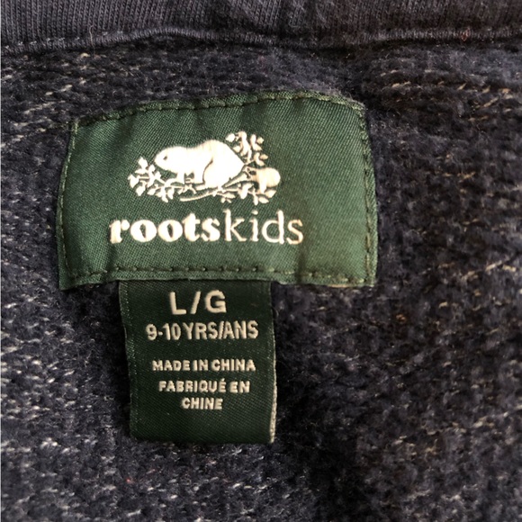 Roots kids youth size Large 9-10 years navy blue and grey hoodie with pocket - Picture 6 of 16